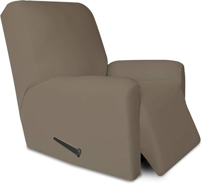 PureFit Stretc Recliner Chair Covers Fleece Soft Couch Covers for Sofa | Natural 4-Pieces Recliner Slipcover Pocket Couch Protector, Fleece Sofa Cover Washable with Non Slip Elastic Bottom