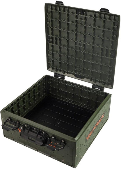 YakAttack ShortStak Solo Storage Box - Size & Color Options | Standalone Low-Profile Crate with Lid, Hinges & Latches | GridLoc Mounting Panels | Slider Feet for Under-Seat Use | Made in USA