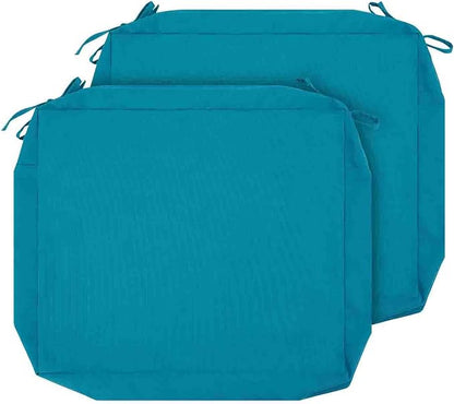 Magpie Fabrics Indoor Outdoor Cushion Cover Replacement 2 Pack, NO Insert! Water Repellent Slipcover with Ties Decor for Patio Garden Chair Sofa Bench Wicker(Teal Blue, 24x24x4 Inch)