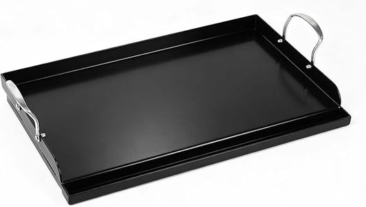 Updated 25" x 16" Cast Iron Griddle for Gas Grill, Nonstick Nanoceramic Stove Top Griddle for Gas Stove, Pre-Seasoned Flat Top Plate Insert for Outdoor Gas Grill, Camping, Tailgating, Parties