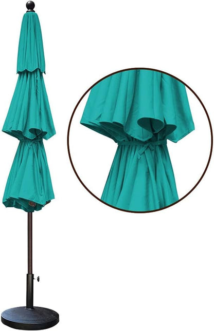 EliteShade USA 10-Year-Non-Fading 11ft 3-Tier Market Patio Umbrella, Commercial Grade Outdoor Table Umbrella with Cylinder Push-Up, Windproof & UPF 50+ UV Protection, Heavy Duty Ventilation for Garden, Deck, Pool, Backyard, Beach & Bistro, Teal