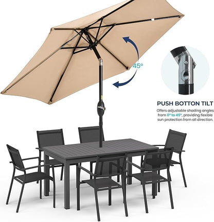 Wisteria Lane Outdoor Patio Umbrella, 7.5' Patio Umbrella, Market Umbrella, Large Outdoor Umbrella, Metal Pole Umbrella with Push Button Tilt and Crank, Polyester Canopy