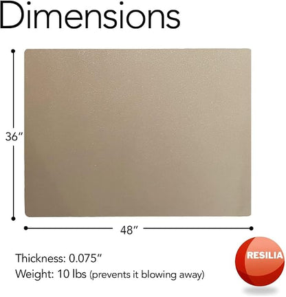 RESILIA Large Under Grill Mat – Heavy Duty, Reusable Outdoor Floor Protector Mats for Deck, Patio, & Garage – 36 Inch x 48 Inch, Beige/Tan Orange Peel, Made in The USA