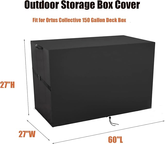 Deck Box Cover for Ortus Collective 150 Gallon Deck Box | Double Layer Waterproof Resin Storage Box Covers for Patio, Garden, Pool- 60 ''L x 27''W x 27 ''H