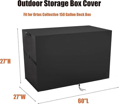 Deck Box Cover for Ortus Collective 150 Gallon Deck Box | Double Layer Waterproof Resin Storage Box Covers for Patio, Garden, Pool- 60 ''L x 27''W x 27 ''H