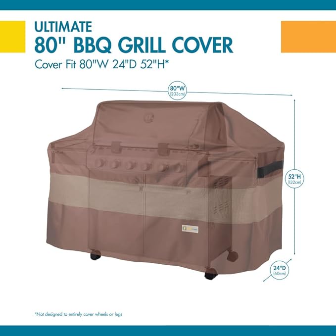 DUCKCOVERS Ultimate Waterproof BBQ Grill Cover, 80 Inch, Grill Cover, Grill Cover for Outdoor Grill, BBQ Cover