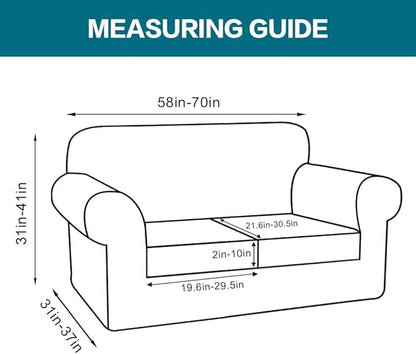 Turquoize 3 Piece Sofa Covers For 2 Cushion Couch Sofa Slipcover Soft Couch Cover For Dogs-Washable Sofa Furniture Covers With 2 Individual Cushion Covers, Thick Jacquard Fabric (Loveseat, Dusty Blue)