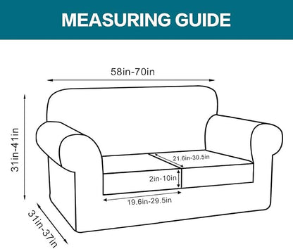 Turquoize 3 Piece Sofa Covers for 2 Cushion Couch Sofa Slipcover Soft Couch Cover for Dogs-Washable Sofa Furniture Covers with 2 Individual Cushion Covers, Thick Jacquard Fabric (Loveseat, Burgundy)