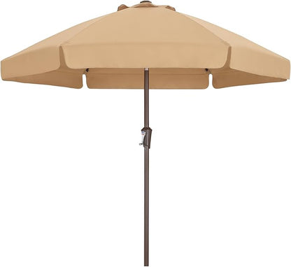 ABCCANOPY 7.5ft Scalloped Patio Umbrella, Outdoor Table Umbrella with Tilt and Crank, Fiberglass Ribs Deck Umbrella for Patio, Pool, Garden, Picnic (Tan)
