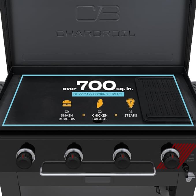 Charbroil 36" Performance Series Deluxe Propane Gas Griddle with Cart 4 Burner Flat Top Grill, Black - 463285924