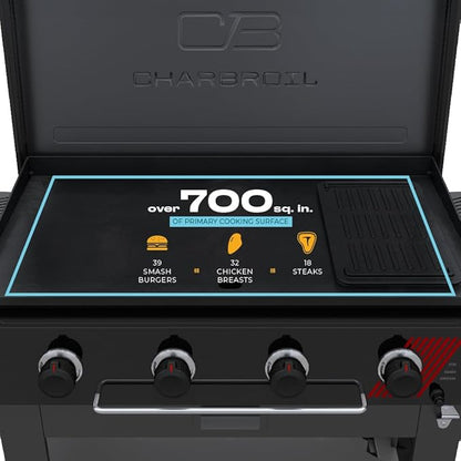 Charbroil 36" Performance Series Deluxe Propane Gas Griddle with Cart 4 Burner Flat Top Grill, Black - 463285924