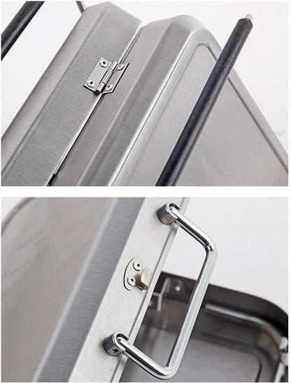 IRYZE Portable Charcoal Grill Barbecue Grill Outdoor Stainless Steel Charcoal BBQ Grill Portable Folding BBQ Tools BBQ Grill for Outdoor (Color : Silver)