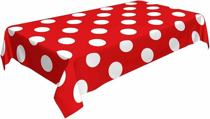 TKS MITLAN Tablecloth Polka Dots Red Table Cloth Rectangle Table 60 x 84 Inch Repeat Round Spots Classic Simple Symmetry Geometric Kitchen Decorations for Home Dinner Party
