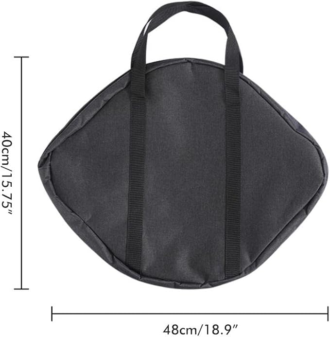 Grill Pan Storage Bag Grilling Pan Zippered Pouch Bag Cast Iron Grill Pan Skillet Tray Organizers with Handles for Outdoor Camping Picnic Cookware Storage Bag, Black, 48 x 40 cm
