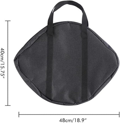 Grill Pan Storage Bag Grilling Pan Zippered Pouch Bag Cast Iron Grill Pan Skillet Tray Organizers with Handles for Outdoor Camping Picnic Cookware Storage Bag, Black, 48 x 40 cm