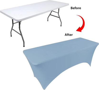 BDDC 6ft Stretch Spandex Fitted Table Cloth for 6 Foot Tables | GRS-Certified Eco-Friendly Fabric, Elastic Fit Rectangle Tablecloth, Washable, Wrinkle-Free, For Events & Parties