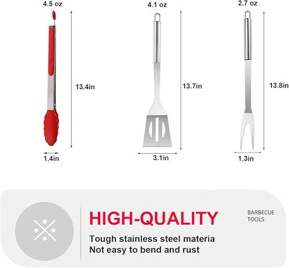 BBQ Grill Tool Set BBQ Accessories, Stainless Steel Grill Tools Grilling Accessories Grill Set Barbecue Grill Accessories for Outdoor Grill, Grill Utensils Grilling Tools Grilling Gifts for Men (3PCS)
