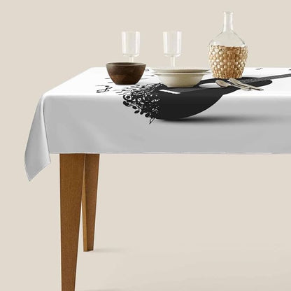 TKS MITLAN Black Guitar with Notes Tablecloth 52 x 70 Inch Rectangular Classical Music Melody Modern Rock Oblong Table Cloth Kitchen Table Decorations for Home Dinner Party