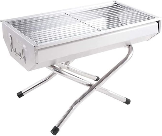 Barbecue Charcoal Grill Charcoal Grill Barbecue Grill Portable Stainless Steel Folding BBQ Grill For Outdoor Picnic Camping Travel Charcoal Bbq Grill, Silver