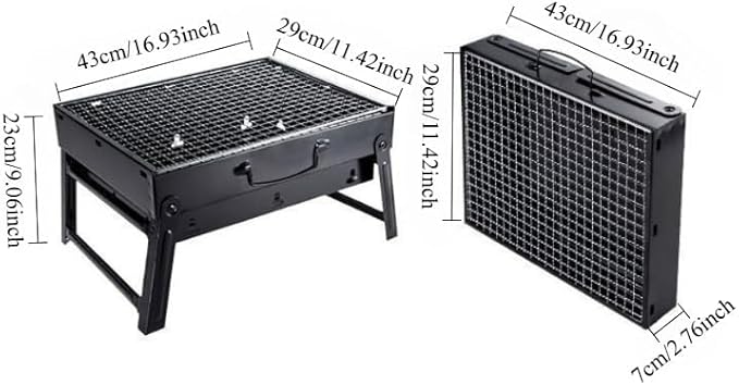 Foldable Small Portable Charcoal Grill, Mini BBQ Grill Tabletop Charcoal Grill, Compact Camping Grill for Outdoor Picnic Backyard, Reusable Alternative to Disposable Grills