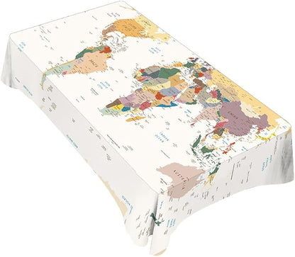 TKS MITLAN World Map Decorative Rectangle Tablecloth Vintage Colors Highly Detailed Political Polyester Table Cloths Kitchen Table Cover for Dining BBQ Picnic Coffee Table 52 x 70 Inch 4-6 Seats