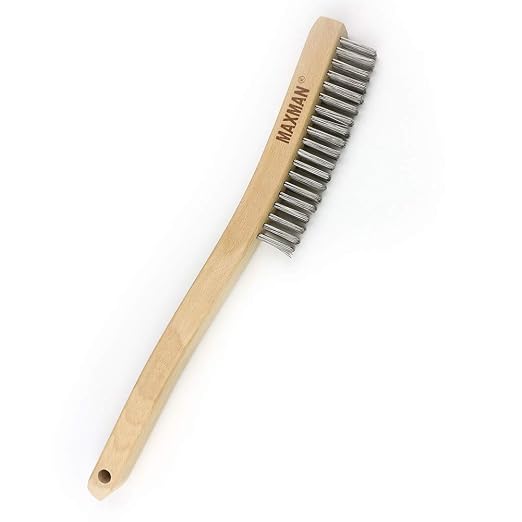 MAXMAN Wire Brush, Heavy Duty Stainless Steel Wire Brushes for Cleaning Rust, Grill Brush, Steel Brush for Paint Removal, Welding, Stiff Bristle Metal Brush with 14" Long Beech Handle, Large | Long Beech Handle, Large Size, Wire Brushes for Cleaning Ru...