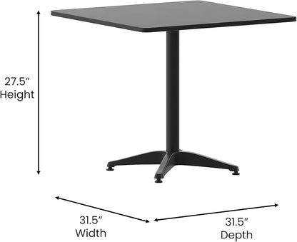Flash Furniture Mellie 31.5'' Square Aluminum Indoor-Outdoor Table with Base, Black