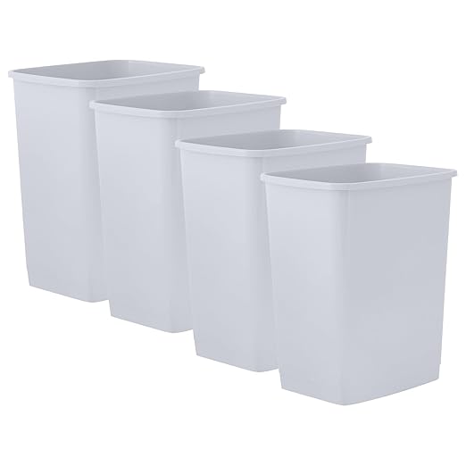 Superio 4.5 Gallon Plastic Trash Can, Waste Bin for Home, Kitchen, Office, Bedroom, Bathroom- 18 Qt (4 Pack, White Smoke)