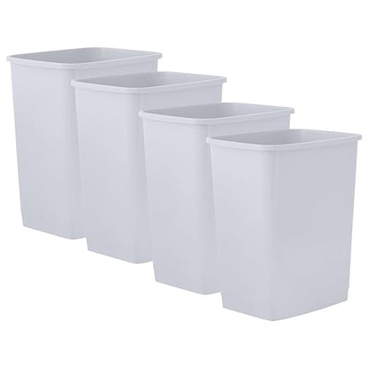Superio 4.5 Gallon Plastic Trash Can, Waste Bin for Home, Kitchen, Office, Bedroom, Bathroom- 18 Qt (4 Pack, White Smoke)
