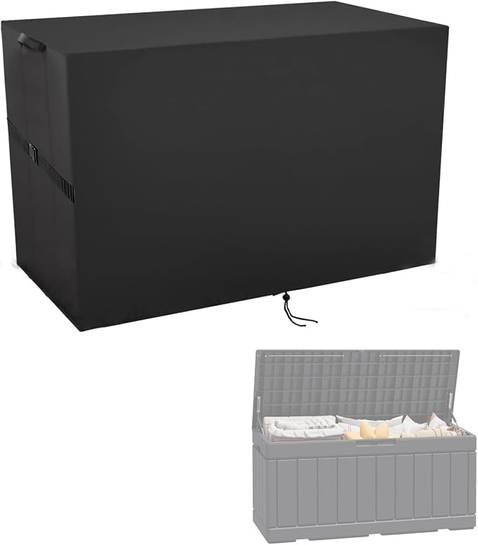 Outdoor Storage Box Cover for Greesum 82 Gallon Resin Deck Box | Waterproof Deck Box Covers Resin Storage Bin Cover - 46"L x 21"W x 23"H