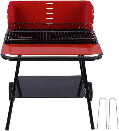 Portable Charcoal Grill with Wheels, Stainless Steel Outdoor Barbecue Grill for Camping BBQ, Non-Stick Easy Clean Charcoal Grills BBQ Smoker for Hiking Picnic,A-1
