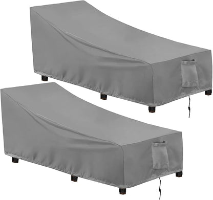 OutdoorLines Outdoor Waterproof Patio Chaise Lounge Chair Cover - UV Resistant Lounger Covers Heavy Duty Weatherproof Patio Sofa Furniture Covers, 2 Packs, 64Wx28Dx30H Inches, Gray