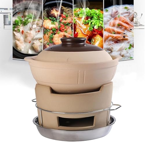 Portable Charcoal Grill 21CM Round Fire Pit Outdoor Ceramic Cooking Stove Tabletop BBQ Ideal for Camping and Backyard Use (A 21CM)