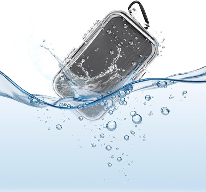 Tiiyee Small Waterproof Storage Case, Outdoor Survival Waterproof Dry Box | Protective Case Shockproof Airtight Carry Box Container Floating Hard Shell for EDC Tools Phone Keys Watches Travel Fishing