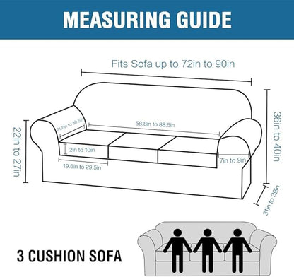 H.VERSAILTEX Modern Velvet Plush 4 Piece High Stretch Sofa Slipcover Sofa Cover Furniture Protector Form Fit Luxury Thick Velvet Sofa Cover for 3 Cushion Couch, Machine Washable (Sofa, Rust