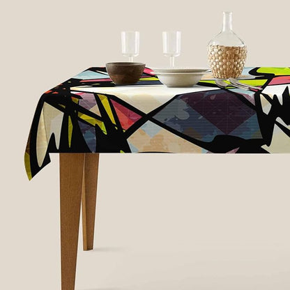 TKS MITLAN Art Graffiti Tablecloth 60x84 Inch Rectangular Abstract Colorful Irregular Geometric Creative Design Oblong Table Cloth Kitchen Table Decorations for Home Dinner Party