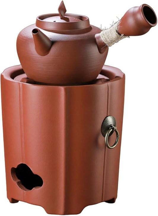 Red Clay Charcoal Stove Tea Set, Kung Fu Tea Stove, Outdoor Heating Stove, Clay Grilling Stove, Pottery Stove For Outdoor Cooking Picnic