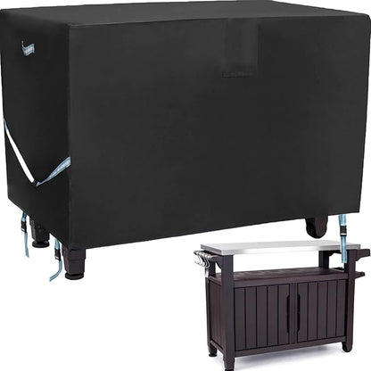 Outdoor Prep Table Cover-55" x 24" x 32" Heavy Duty Waterproof Grill Cover Compatible with Keter Unity Portable Table,Patio Kitchen Prep/Work Table,UV Resistance Grill Cart Serving Bar Cabinet Cover ﻿