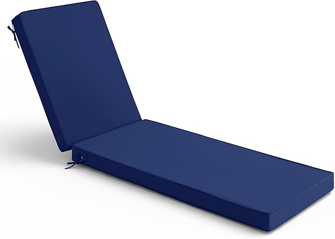 Summsun Chaise Lounge Cushions Outdoor - Waterproof and Fade Resistant Sun Lounger Replacement Cushions - Patio Lounger Pads with Removable Cover for Pool, Deck, Lawn, 72 x 21 x 3 Inch, Navy