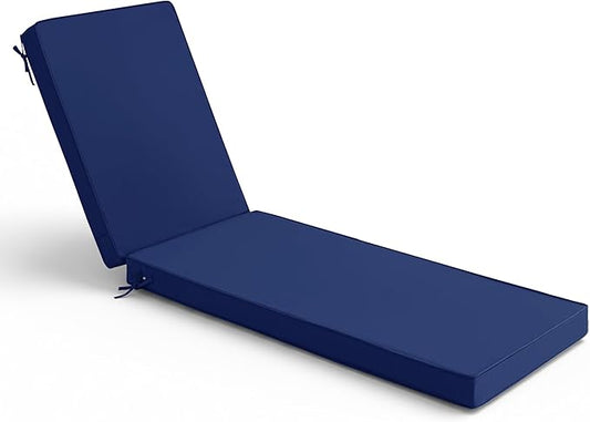 Summsun Chaise Lounge Cushions Outdoor - Waterproof and Fade Resistant Sun Lounger Replacement Cushions - Patio Lounger Pads with Removable Cover for Pool, Deck, Lawn, 80 x 26 x 3 Inch, Navy