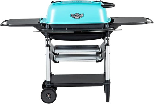 PK Grills Portable Charcoal BBQ Grill and Smoker, Cast Aluminum Outdoor Kitchen Barbecue Grill for Camping, Backyard Grilling, Park, Tailgating, Teal, New Original PK Aaron Franklin Addition