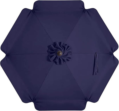 MASTERCANOPY Valance Patio Umbrella 7.5 ft Replacement Canopy for 6 Ribs-Navy Blue Canopy Only
