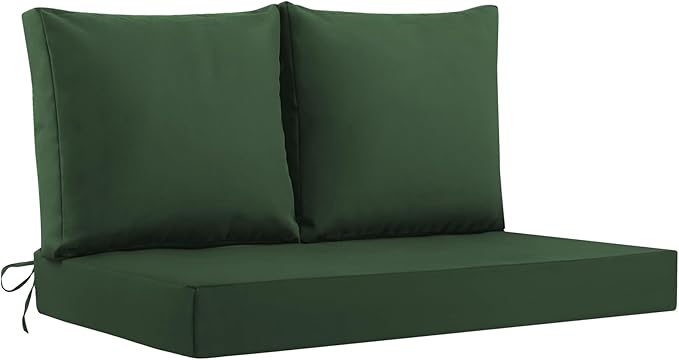 Outdoor Loveseat Cushions, 46×26×4 Inch, Waterproof, Forest Green | Patio Loveseat Cushions for Outdoor Furniture, Fade Resistant, Outdoor Bench Cushions, for Wicker Furniture, Swing, Couch