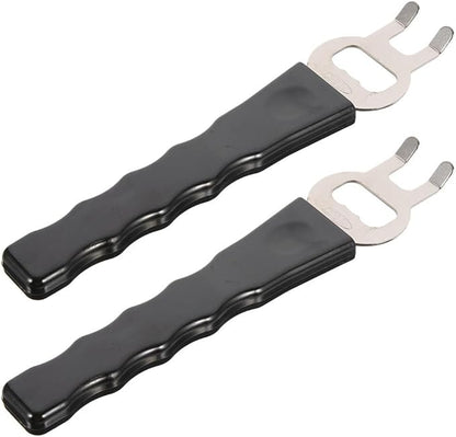 UKCOCO 2 Pcs Stainless Steel Grill Gripper and Hot Pan Lifter Tool - Anti-Scald Baking Tray Clip with Bottle Opener - Multi-Functional Kitchen Tongs for BBQ, Dish, Plate and Rack