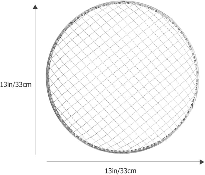 Kichvoe 13 Inch Disposable Round Bbq Grill Net Non-Stick Mesh Cooking Grate for Outdoor Camping Fire Pit Grilling Meat Vegetables Fish Skewers