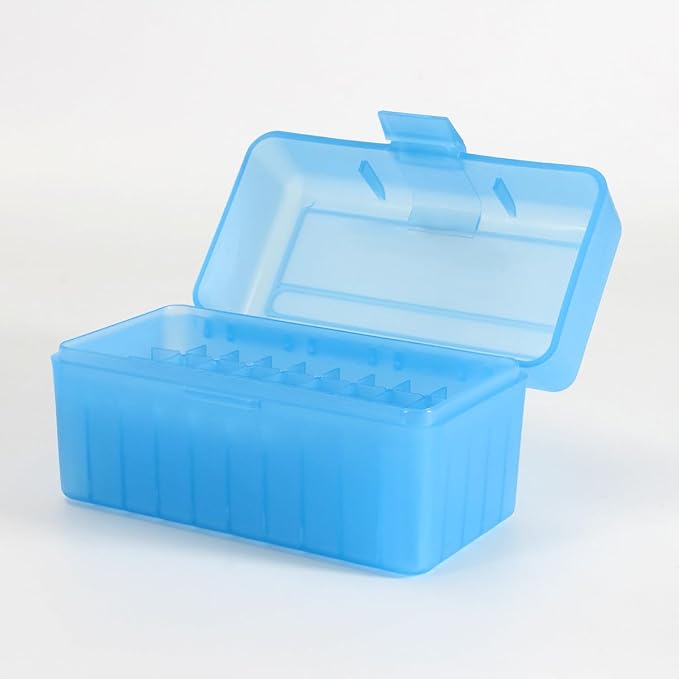 4.72 Inches 50 Round Flip-Top Plastic Rifle Ammo Storage Can | Waterproof Lockable Storage 9mm Ammo Box & Gun Accessories for Hunting | Magazine Holder & Ammunition Cases for Travelling