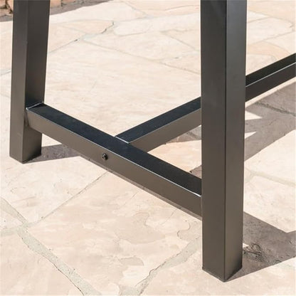 GDFStudio Cassie Outdoor Modern Industrial 3 Piece Acacia Wood Picnic Dining Set with Benches, Sandblasted Light Gray and Black Rustic Metal