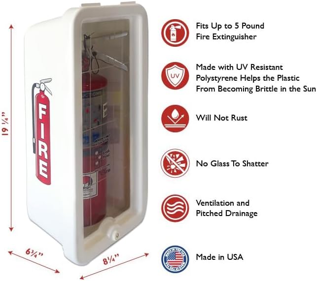 Cato 10501-H White Plastic Chief Fire Extinguisher Cabinet for 2-1/2 or 5 lb. Extinguisher, with Hammer and Cylinder Lock