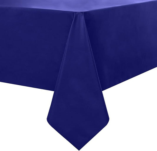 Romanstile 100% Waterproof PVC Tablecloth, Rectangle Oil Spill Proof Stain Resistant Vinyl Table Cloth, Wipe Clean Plastic Table Covers for Kitchen/Dining/Parties - 54 x 78 Inch, Royal Blue