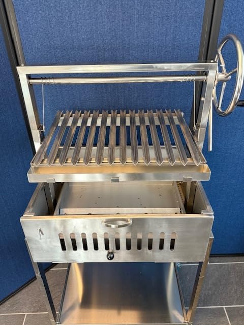 Santa Maria Grill Built in BBQ Cooking Grill -Argentine Barbecue V grate adjustable height- Stand alone cart 28&1/2 inch by 22 inch